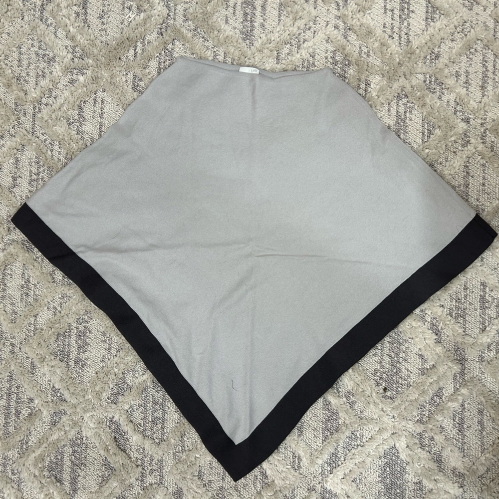 J.Jill Grey Contrast Poncho Cotton Linen Blend One Size